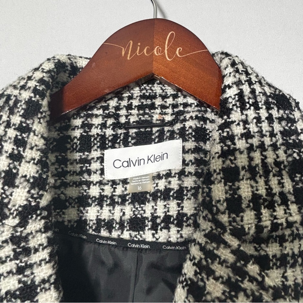 Calvin Klein Women's Plaid Tweed Cropped Blazer Size 16 - Picture 7 of 10